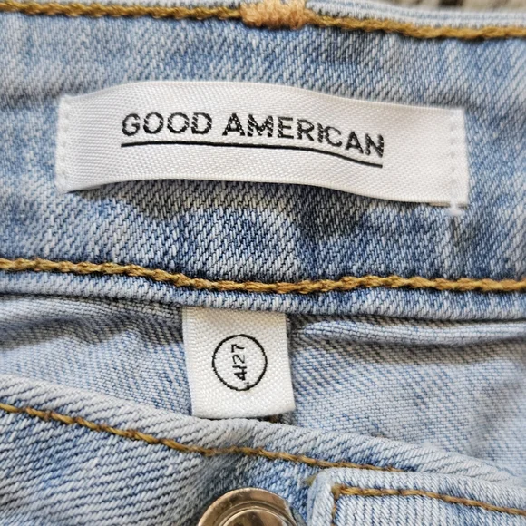 Good American Light Wash Distressed Jean Shorts - Picture 3 of 4